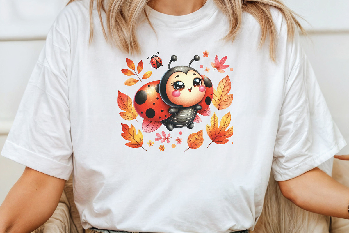 Cute Cartoon Autumn Ladybug Clipart, an Illustration by CraftArtStudio (Photo 3 of 6)