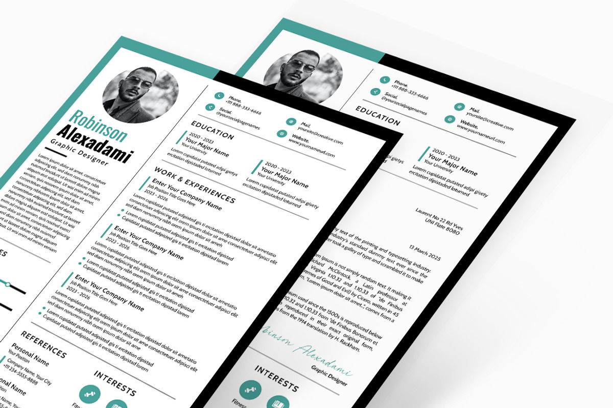 Line Shape Color Resume CV, a Resume Template by iDoodle Studio (Photo 4 of 4)