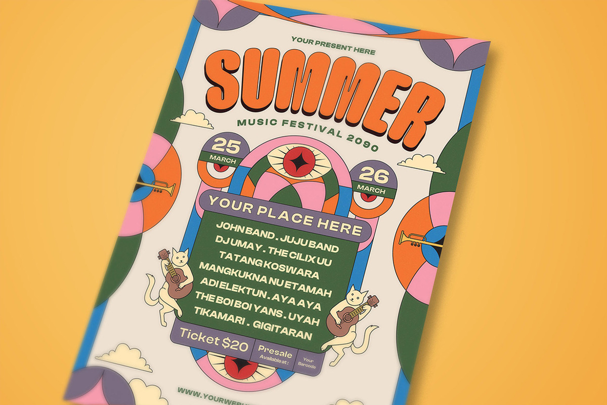 Modern Geometric Summer Music Fest, a Flyer Template by megarez (Photo 2 of 3)