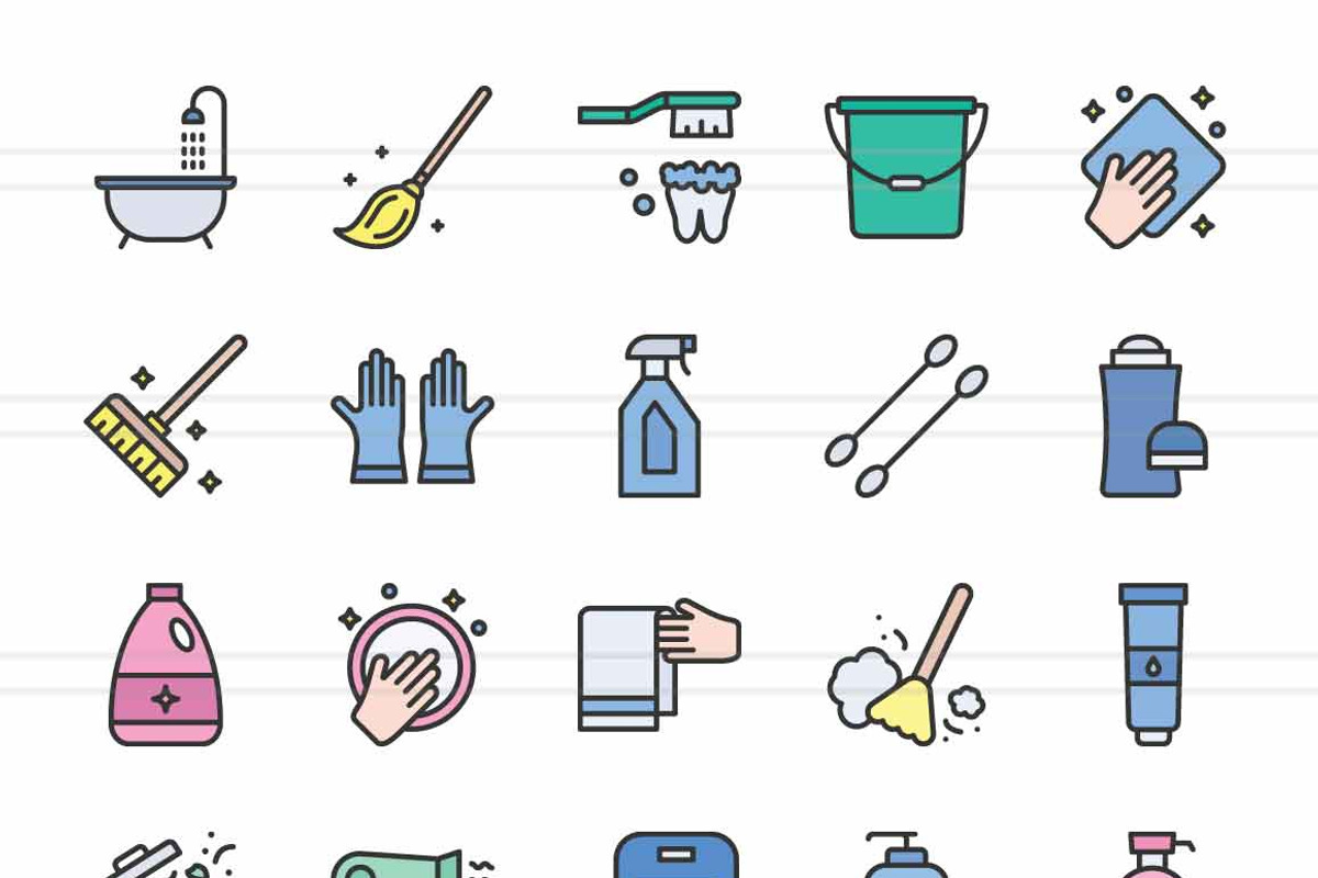 Hygiene Routine Filled Line Icons, an Icon by IconBunny (Photo 2 of 2)