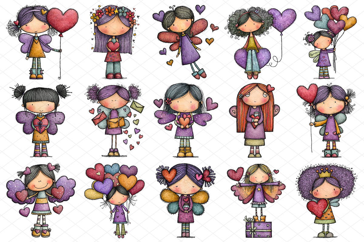 Whimsical Valentine Fairy Girl Clipa, an Illustration by cherrydesign (Photo 3 of 4)