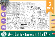 Dinosaur coloring activity play mats, an Education Illustration by Lexi Claus (Thumbnail 1 of 6)