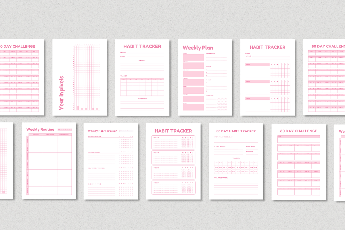 Habit tracker Printable Bundle, a Stationery Template by The Chaos Project (Photo 2 of 9)