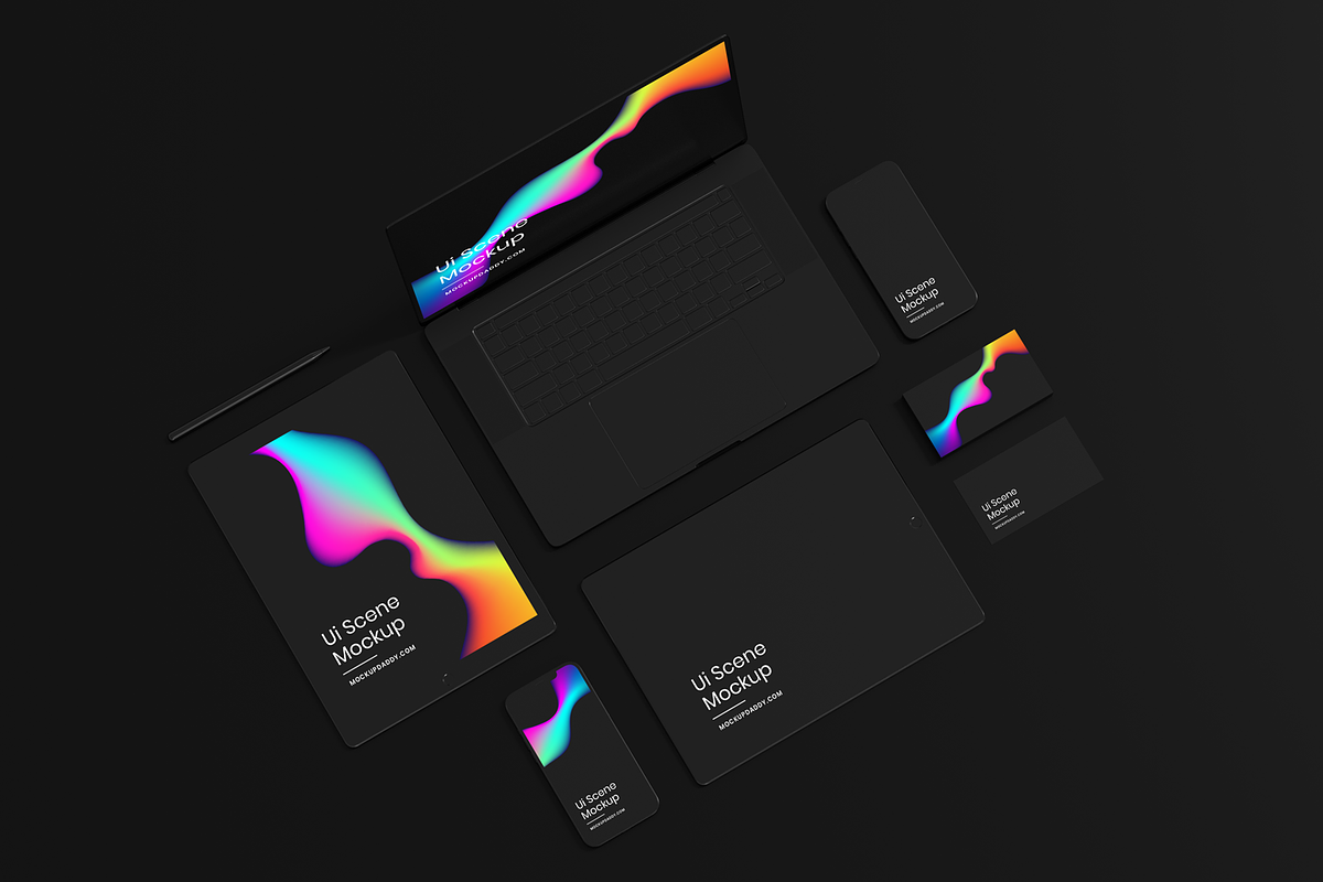 Black Devices Mockup Dark Theme Set, a Mac Mockup by Mockupdaddy (Photo 8 of 22)