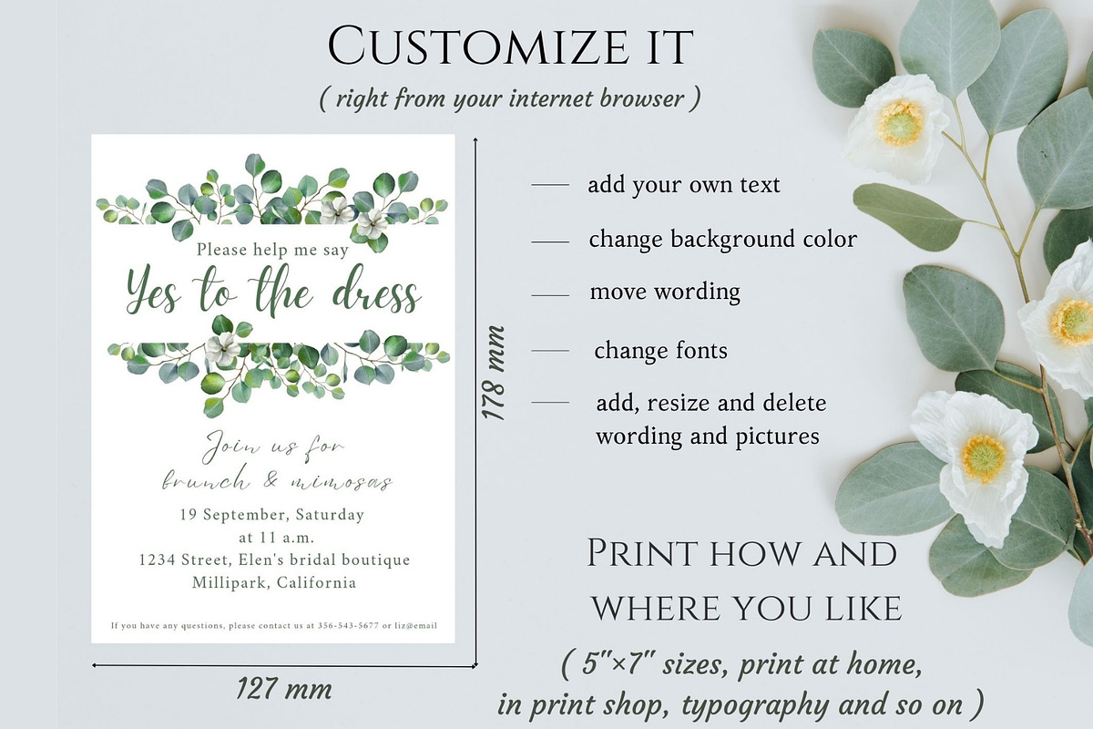 Help me Say yes to the Dress card, an Invitation Template by EvaTemplates (Photo 2 of 5)