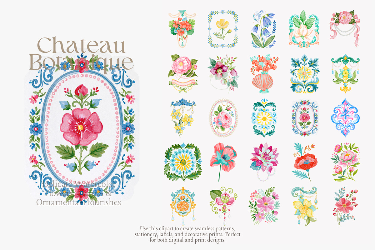 Chateau Botanique Clipart Set, a Decorative Illustration by Patishop Art (Photo 3 of 14)