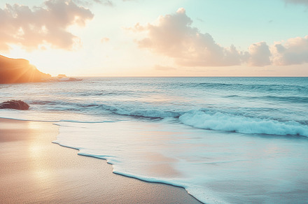 Sunset on the beach banner, a Nature Photo by MistyDay