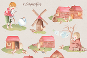 Farm Watercolor Clipart, an Animal Illustration by natalisart (Thumbnail 4 of 8)
