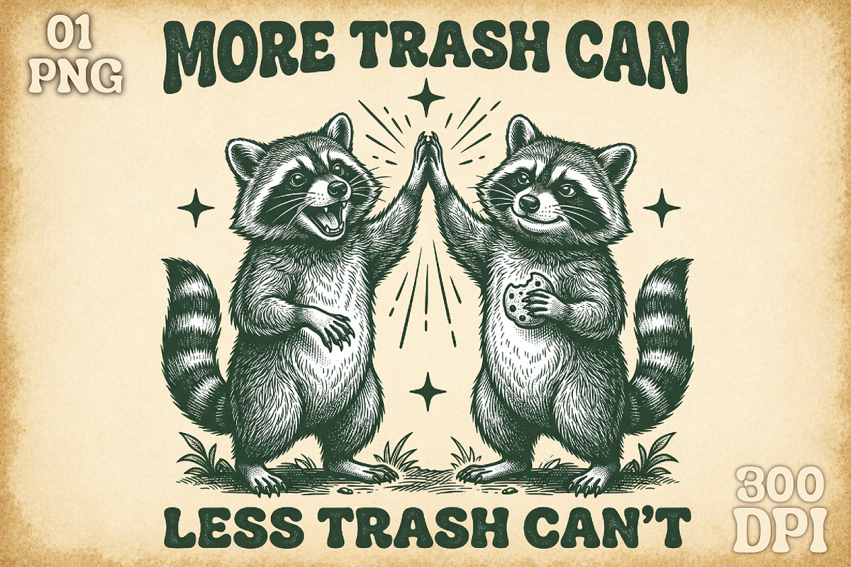 Funny Raccoon PNG Sublimation Bundle, an Object Illustration by Sublimation Artist (Photo 2 of 23)