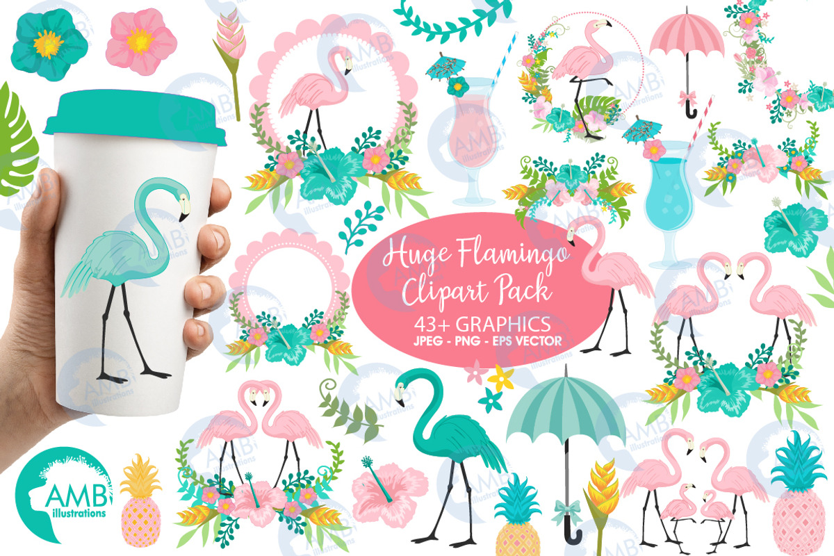 Tropical Flamingos AMB-2618, an Illustration by AMBillustrations (Photo 1 of 5)