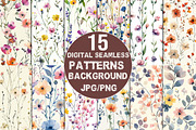 Wildflowers Watercolor Clipart, an Illustration by DreamCafeArt (Thumbnail 3 of 6)