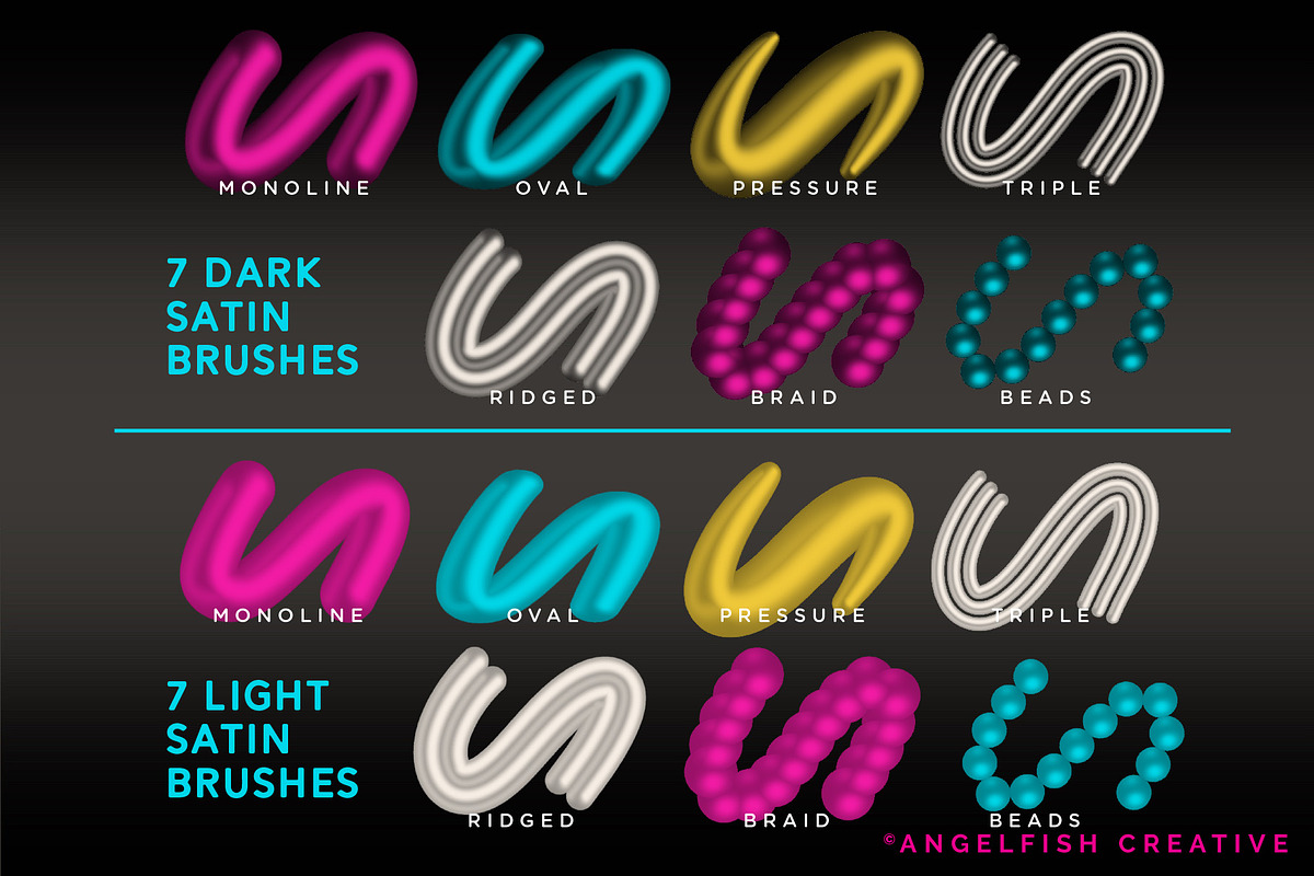 Satin 3D Brushes for Procreate, a Brush Add-On by AngelfishCreative (Photo 3 of 8)