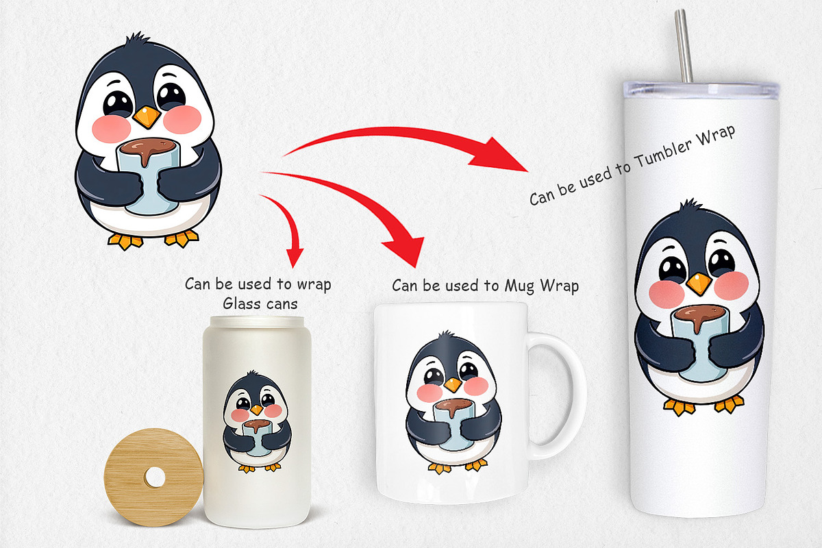 Penguin with Hot Cocoa Clipart, a Graphic by Artnoy (Photo 4 of 5)