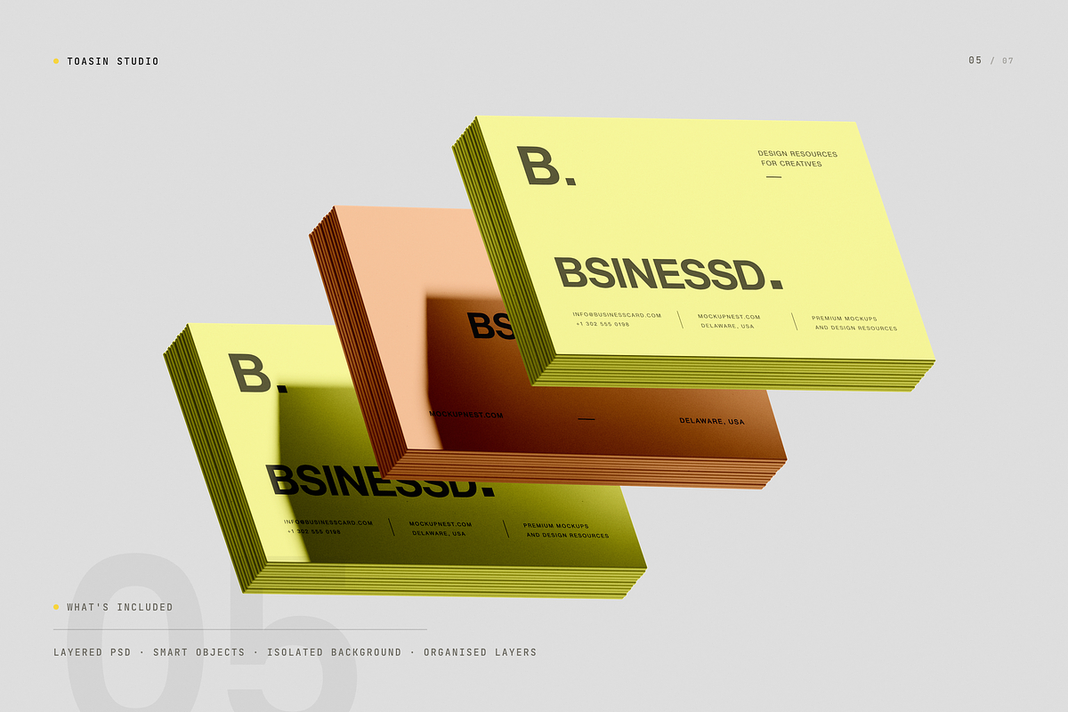 Stacked Business Card Mockup, an Advertising Mockup by Toasin Studio (Photo 5 of 7)
