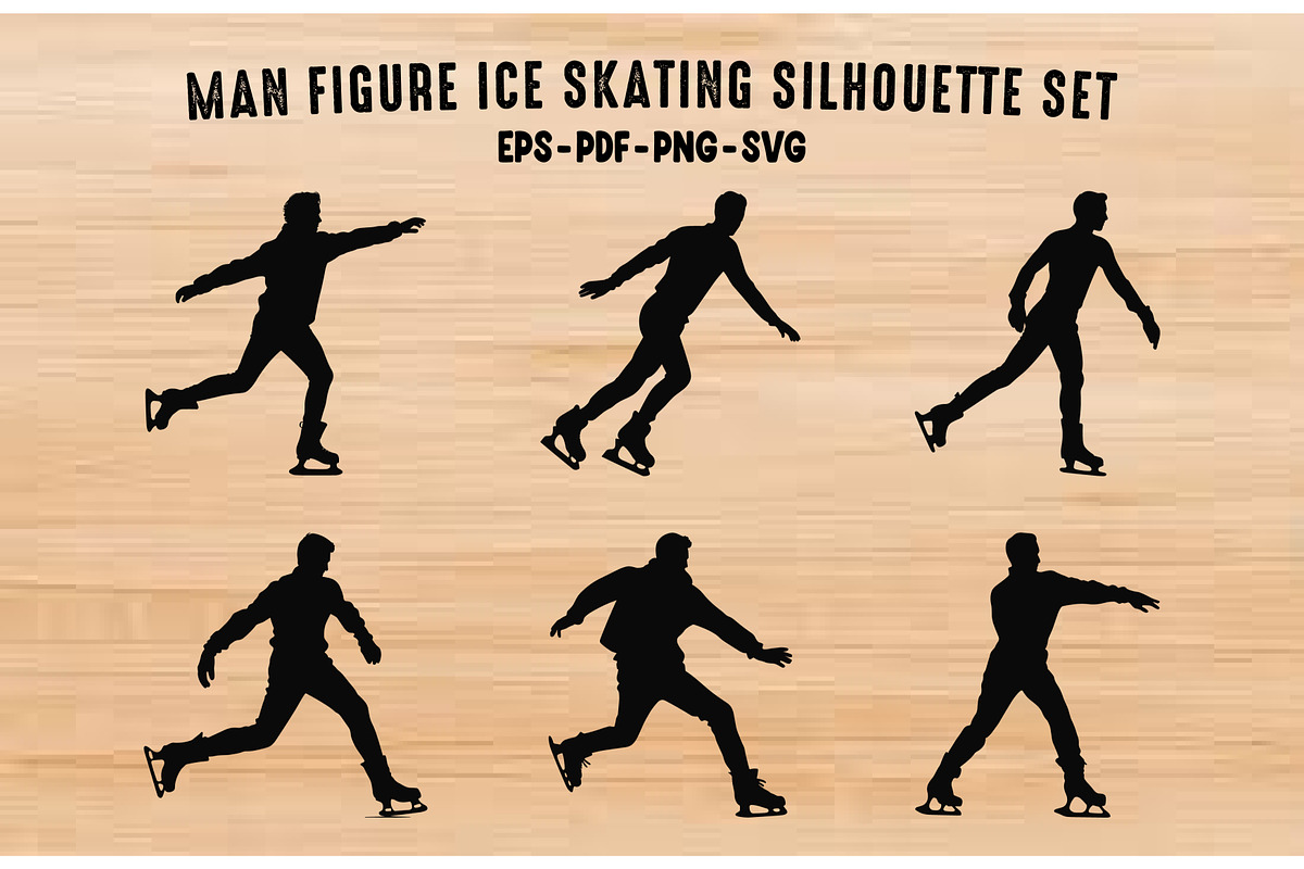 Man Figure Ice Skater Silhouette Set, a Person Illustration by Gfx Expert Team (Photo 1 of 3)