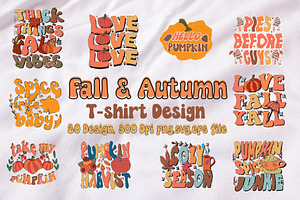 Autumn Groovy Style T-shirt Design.