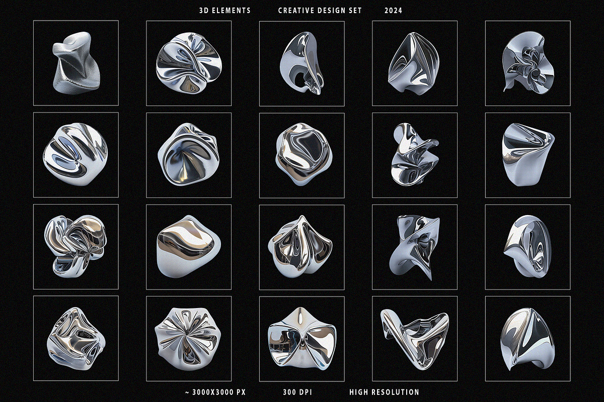 CHROME Design Set 131 Objects, an Object Graphic by Kaleriia (Photo 4 of 12)