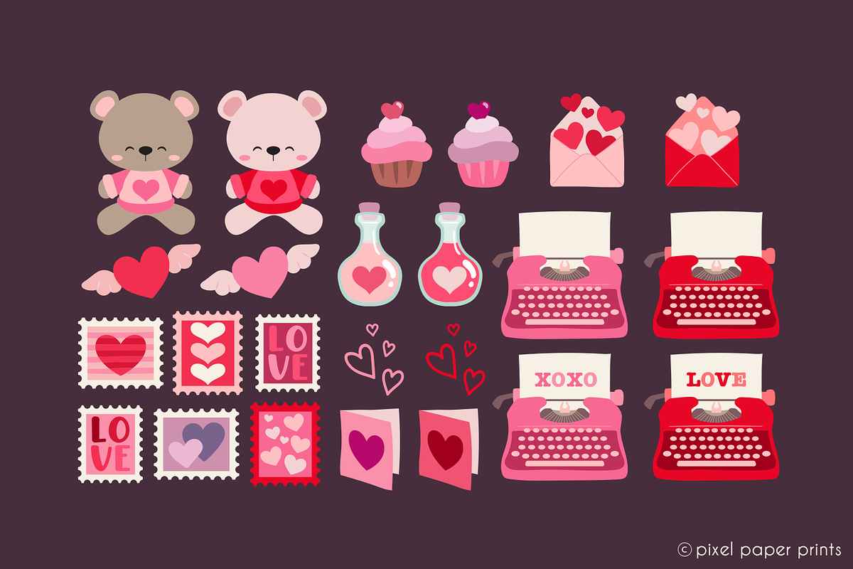 Cute little Valentine's Day Clipart, an Object Graphic by PixelPaperPrints (Photo 4 of 9)