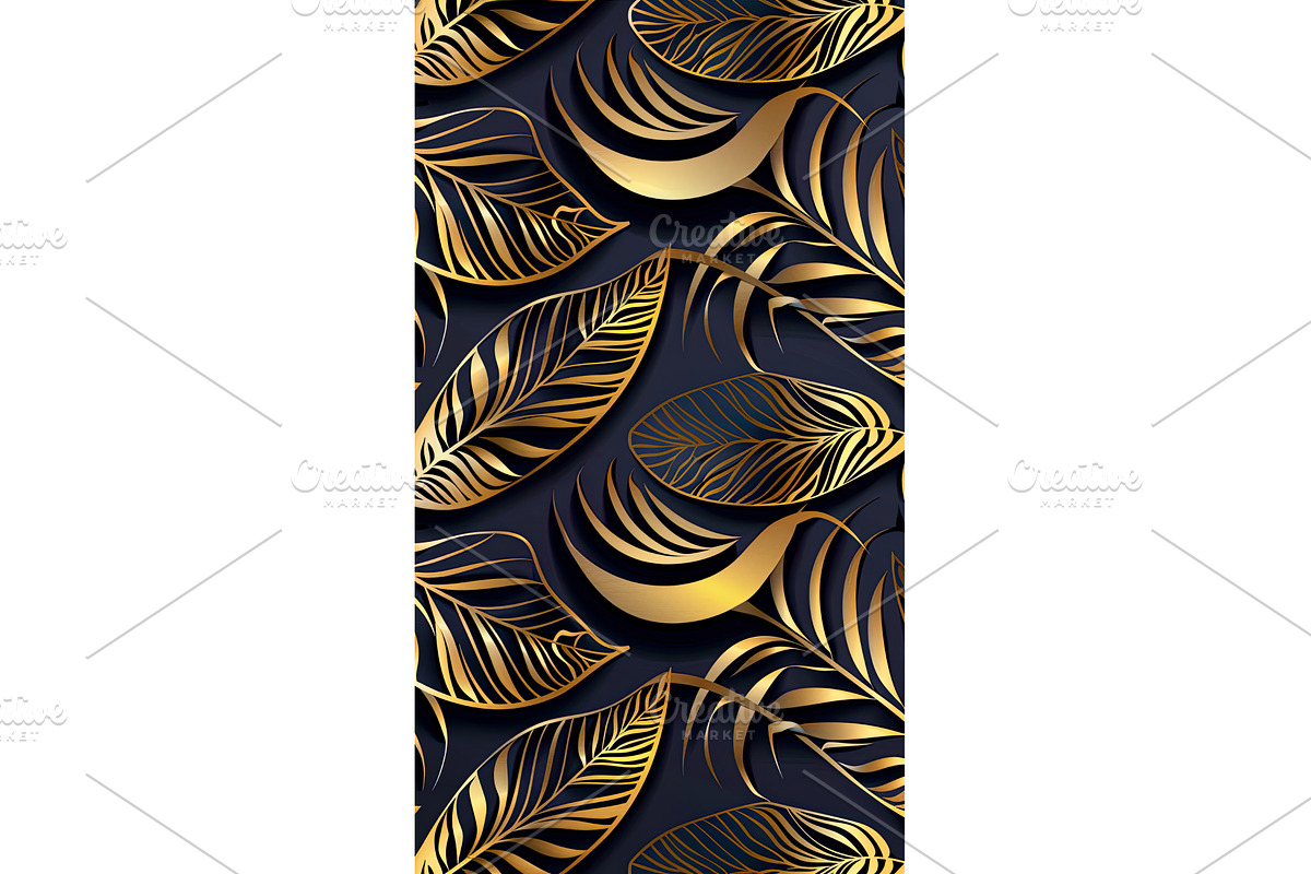 Elegant gold leaf shapes layered on, a Texture Illustration by Lermont51