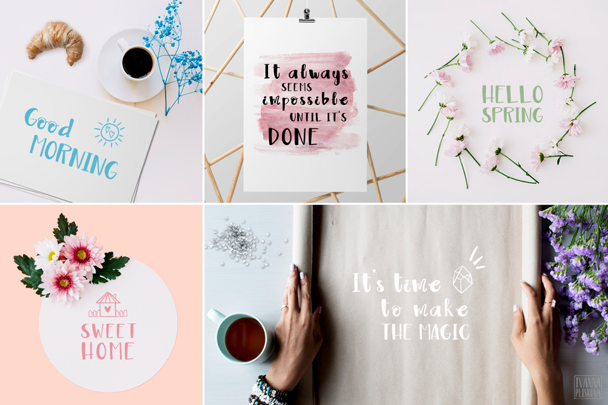 Ivanka Font•Patterns•Vector elements, a Script Font by Ivanna-Ivashka (Photo 11 of 12)