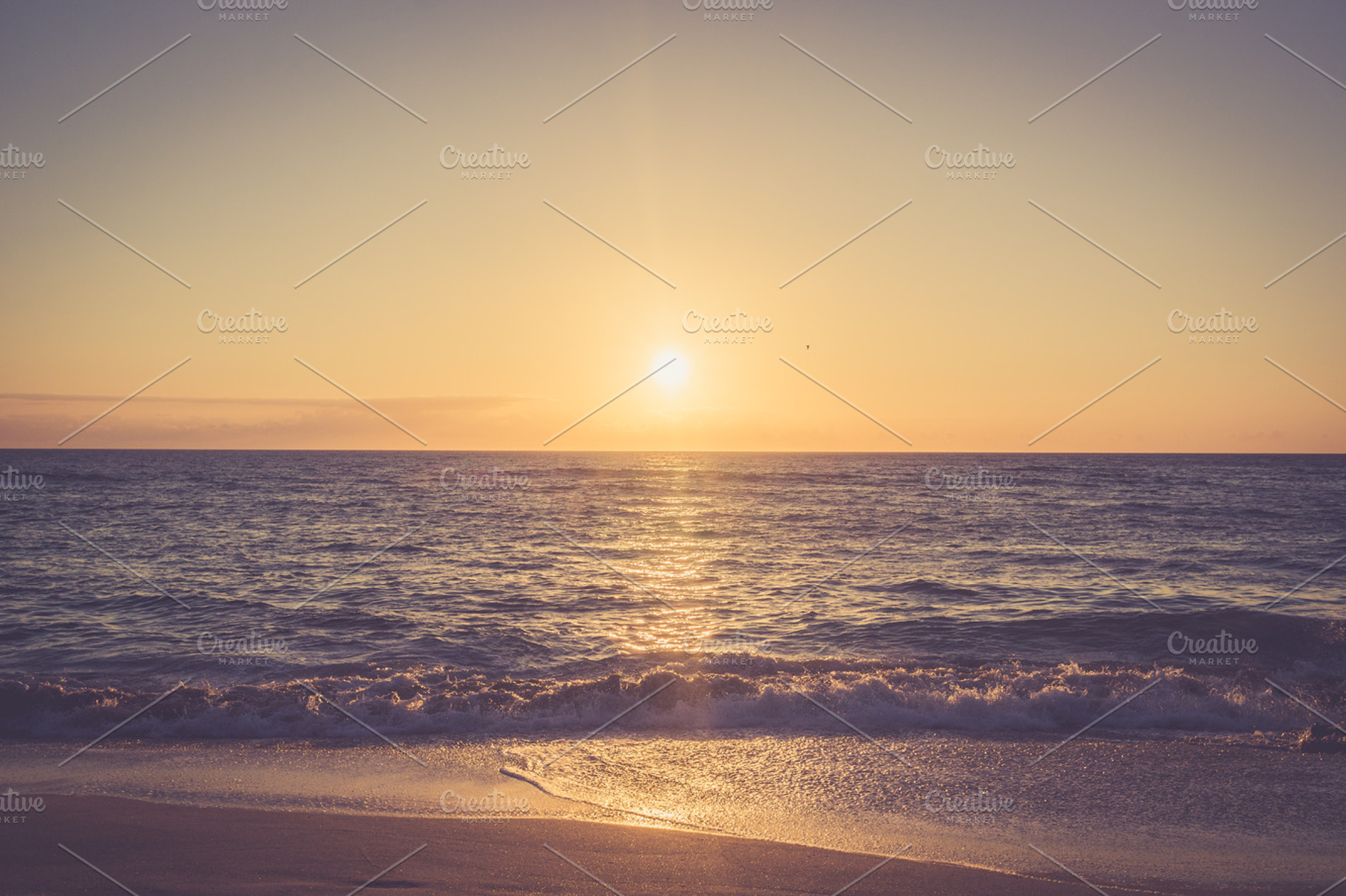 Retro Sunset Stock Photo Containing Beach And Sea