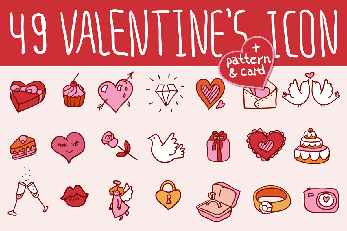 49 Valentine's doodles icon set, an Icon by iriskana (Photo 1 of 4)
