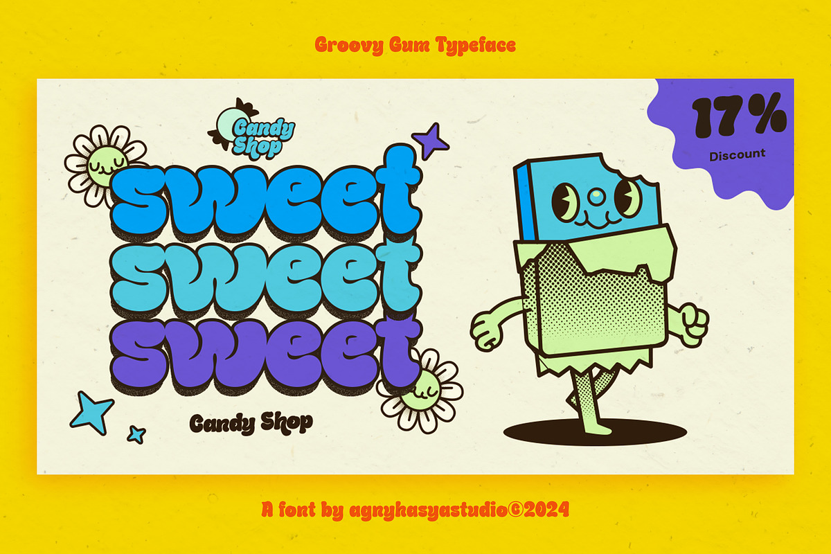 Groovy Gum - A Bubbly Display Font, a Symbol Font by agnyhasyastudio (Photo 12 of 14)