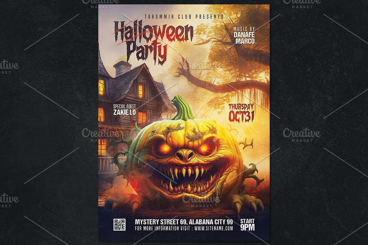 2 Halloween Flyer Template, a Flyer Template by Tarommir (Photo 5 of 7)