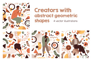 People with abstract shapes cards, a Person Illustration by Good Studio