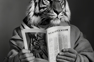 Black and White Portrait of a Tiger, an Animal Photo by Hamza067