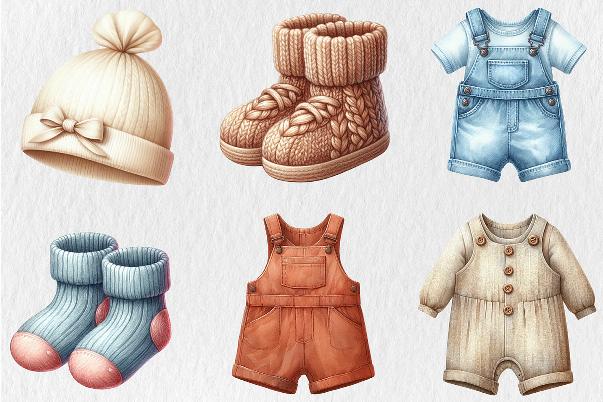 Watercolor Baby Clothes Clipart, an Illustration by Rose Art (Photo 4 of 5)
