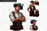 Oktoberfest Bavarian Men Clipart Set, a Seasonal Illustration by ThatsDesignArt (Thumbnail 4 of 9)