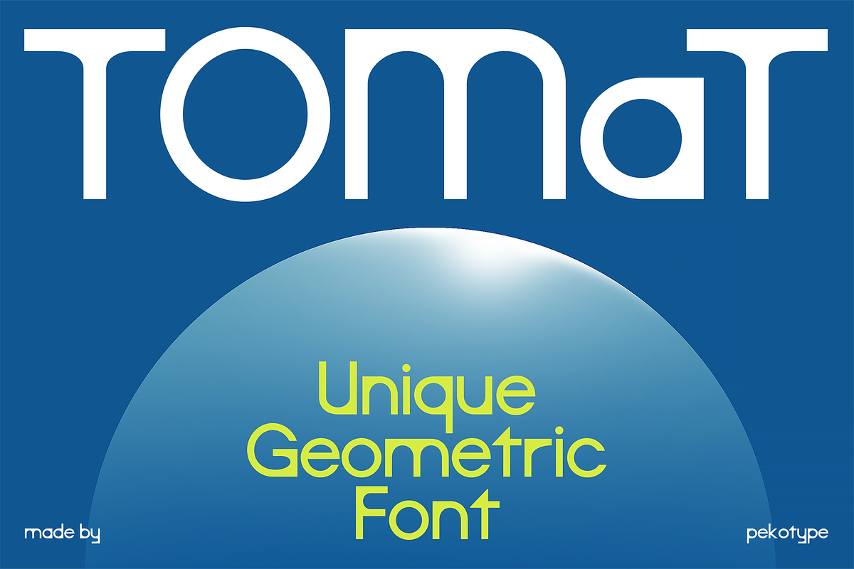 Tomat - Modern Geometric Font, a Sans Serif Font by Pekotype (Photo 1 of 15)