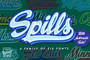 Spills - comic book script logo font, a Script Font by Comicraft Fonts (Thumbnail 1 of 4)