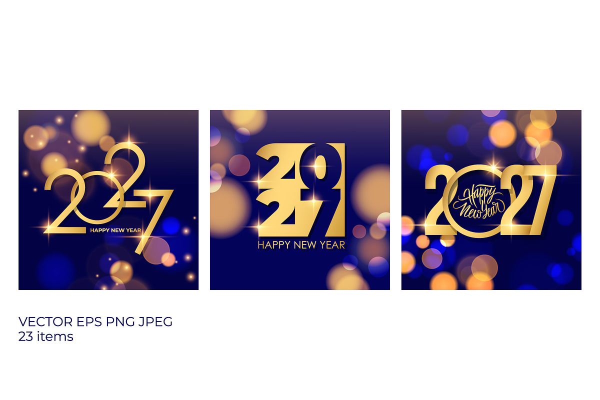 2027 Happy New Year Set, a Seasonal Illustration by Finevector (Photo 1 of 5)