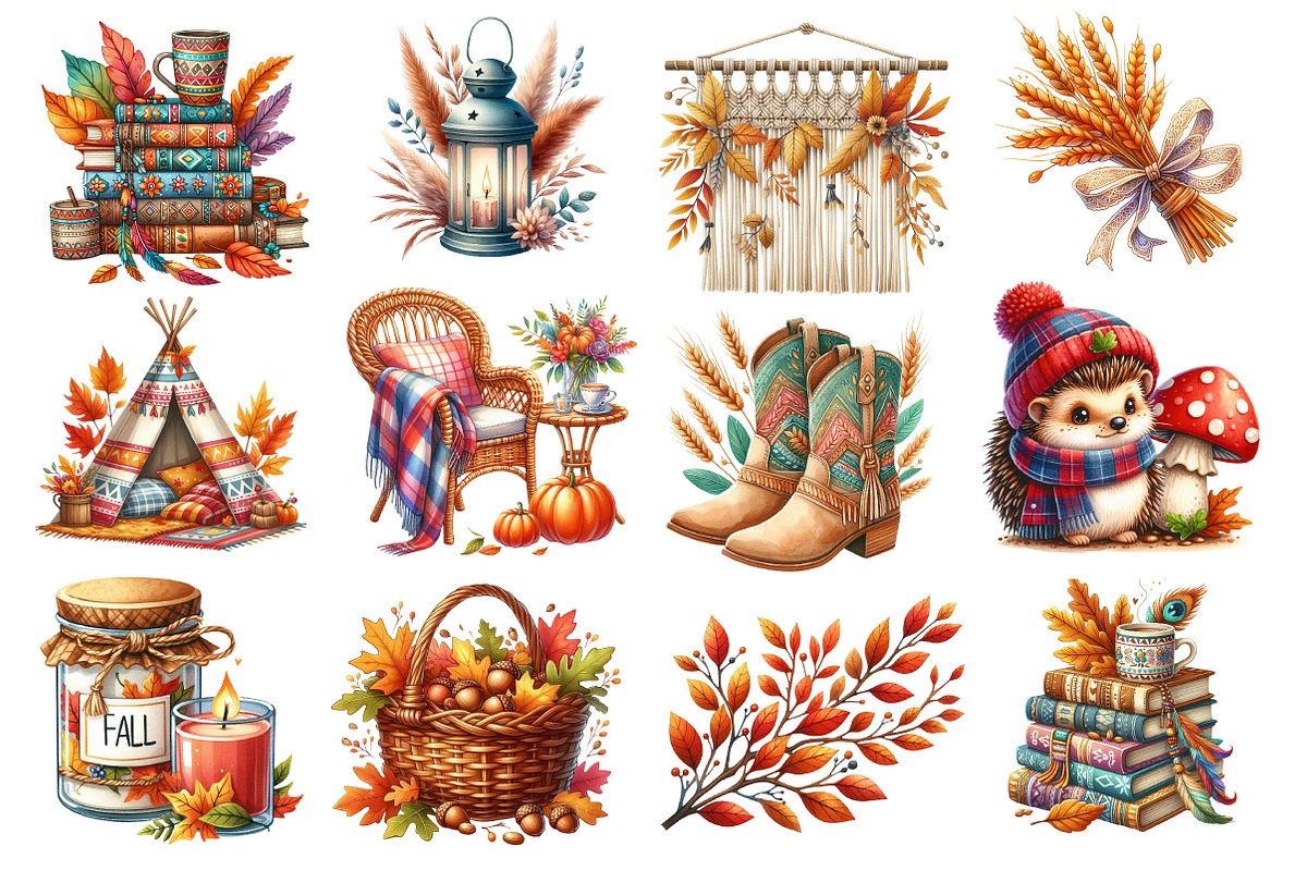Boho Autumn Clipart, an Illustration by Dream Creation (Photo 3 of 4)