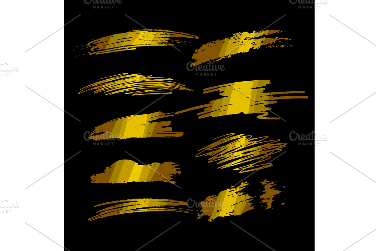 Golden brush strokes and scratch, an Illustration by pikepicture