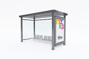 City Bus Stop Sign Mockup