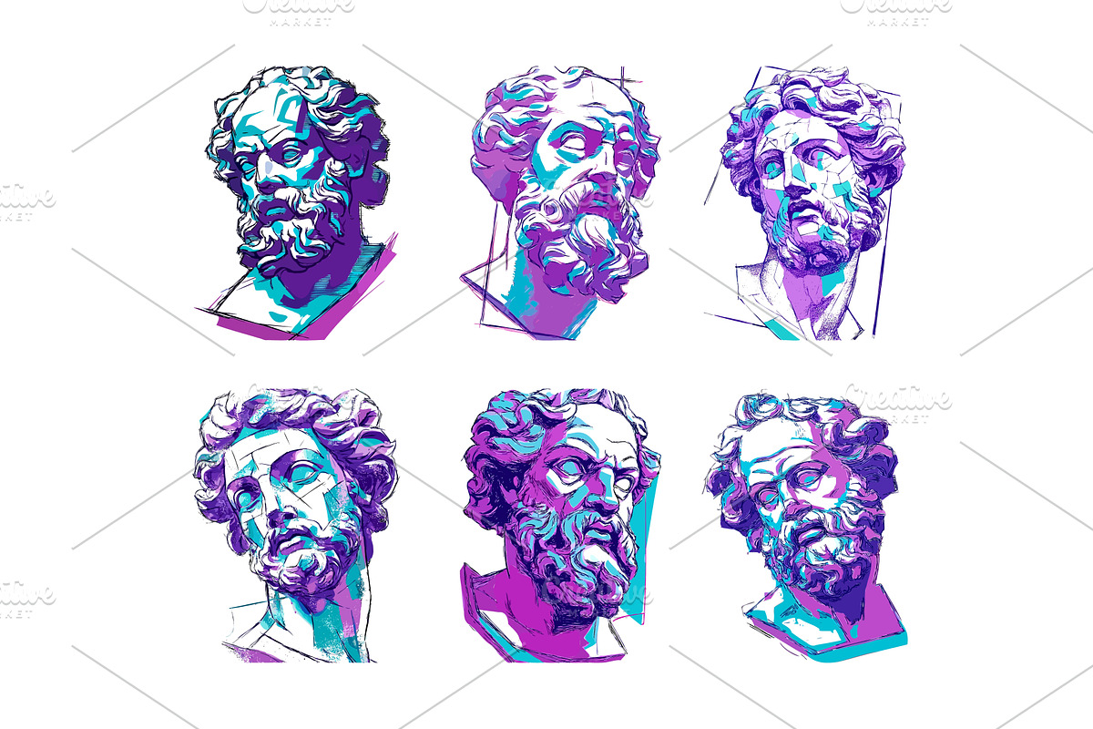 Classical greek sculpture bust color, an Object Illustration by Onyx