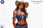 Patriotic Cowgirls Clipart Set, a Person Illustration by ThatsDesignArt (Thumbnail 8 of 11)