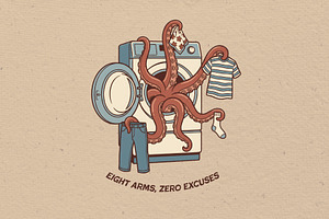 Eight arms, zero excuses, an Animal Illustration by Vectorlina