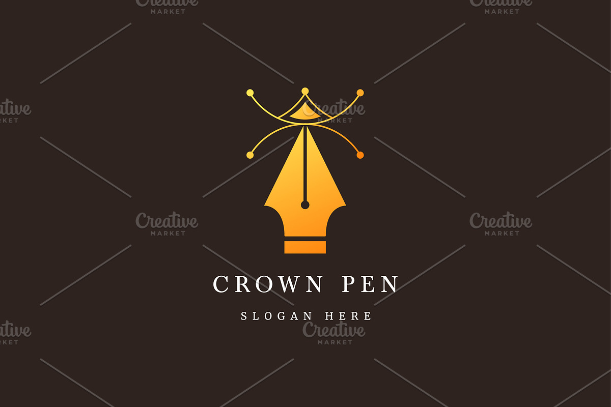 Crown Pen Logo Design Illustration, a Branding & Logo Template by Morvana Crew