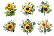 watercolor sunflower clipart, an Illustration by Designworld (Thumbnail 4 of 6)