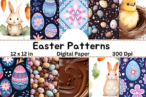 Happy Easter Patterns Digital Paper