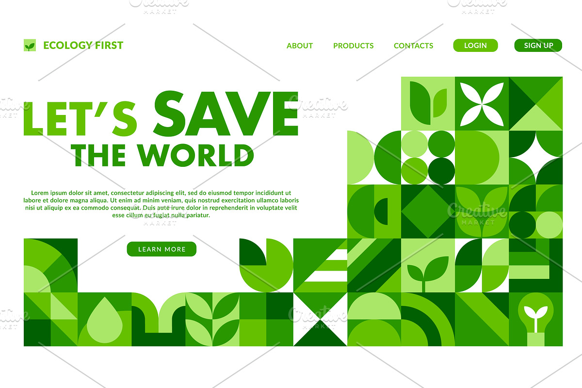 Ecology themed landing page, a Seasonal Illustration by Vector Tradition