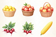 Farmers Market Watercolor Clipart, an Illustration by CrexoraLab (Thumbnail 3 of 5)