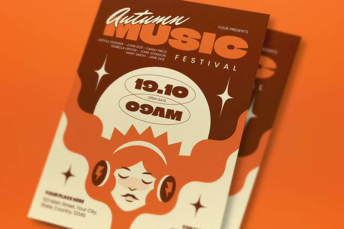 Vintage Autumn Music Flyer Set, a Flyer Template by graphicook (Photo 2 of 3)