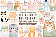 New Year Cat Clipart, Party Graphics, an Illustration by Sublimation Artist (Thumbnail 1 of 6)