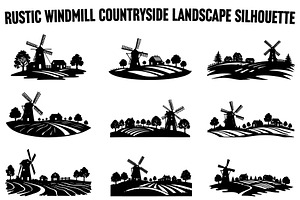 Dutch Windmill Field Set, an Illustration by BIPLOB EXPERT