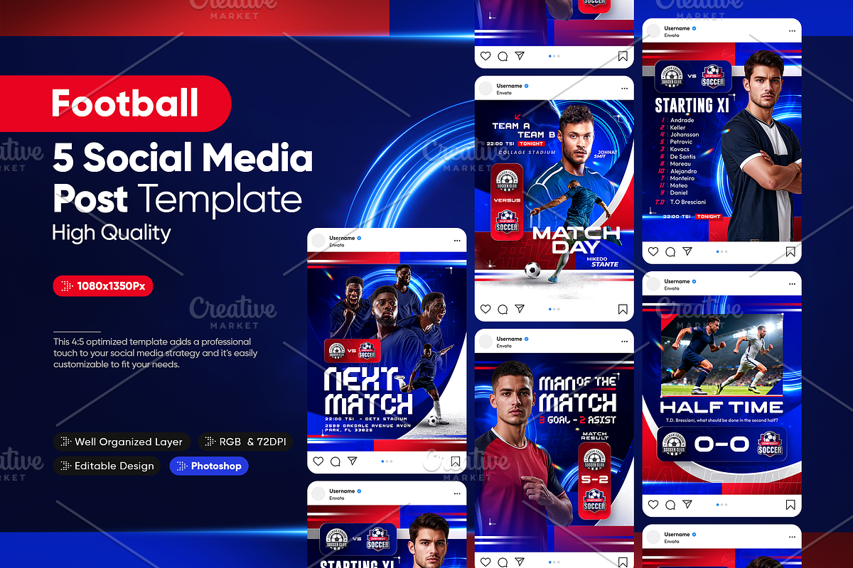 Football Social Media Templates, a Social Media Template by OnurDemircan (Photo 1 of 4)